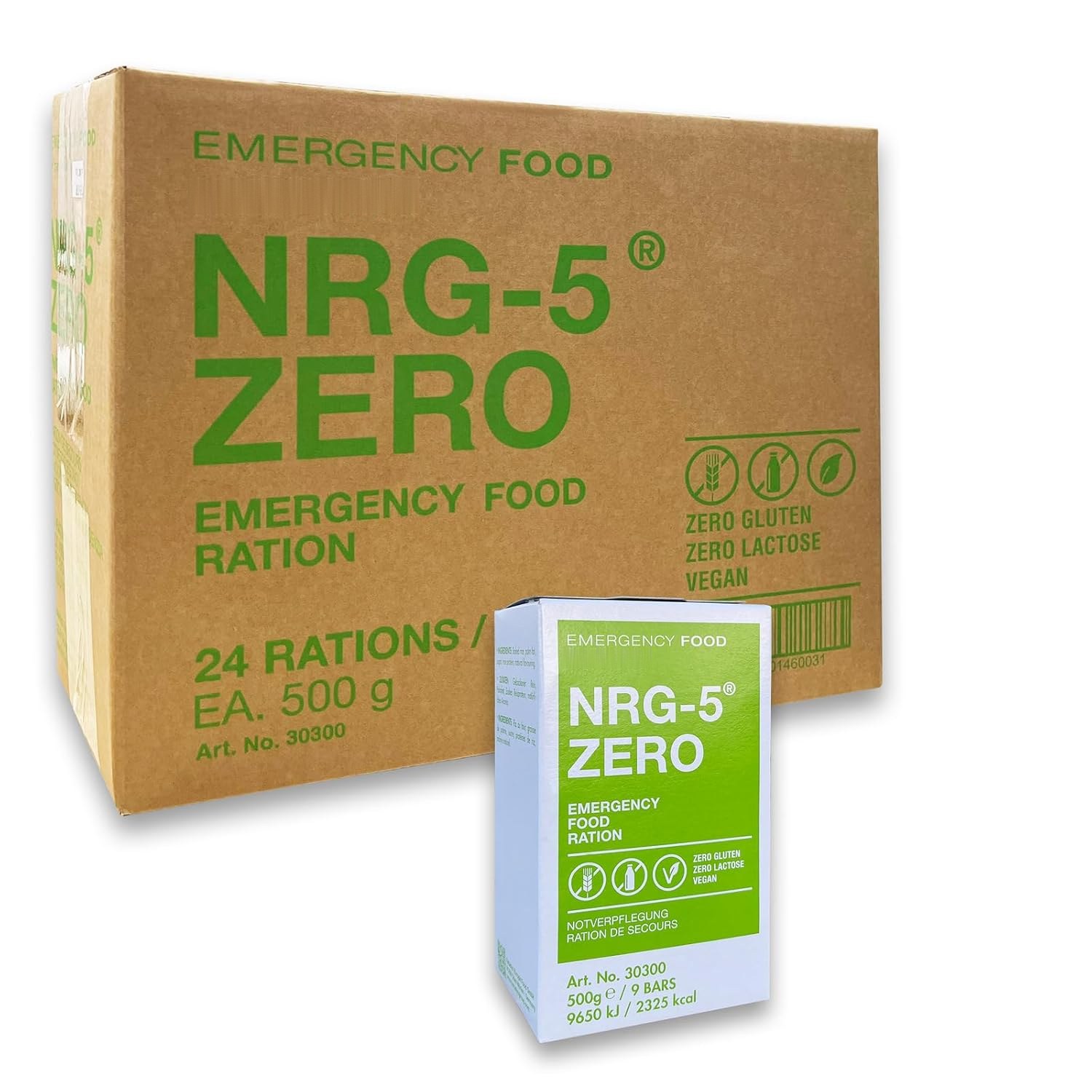 NRG-5 ZERO Notration – Umkarton mit 24 Rationen zu je 500 g und Einzelpackung